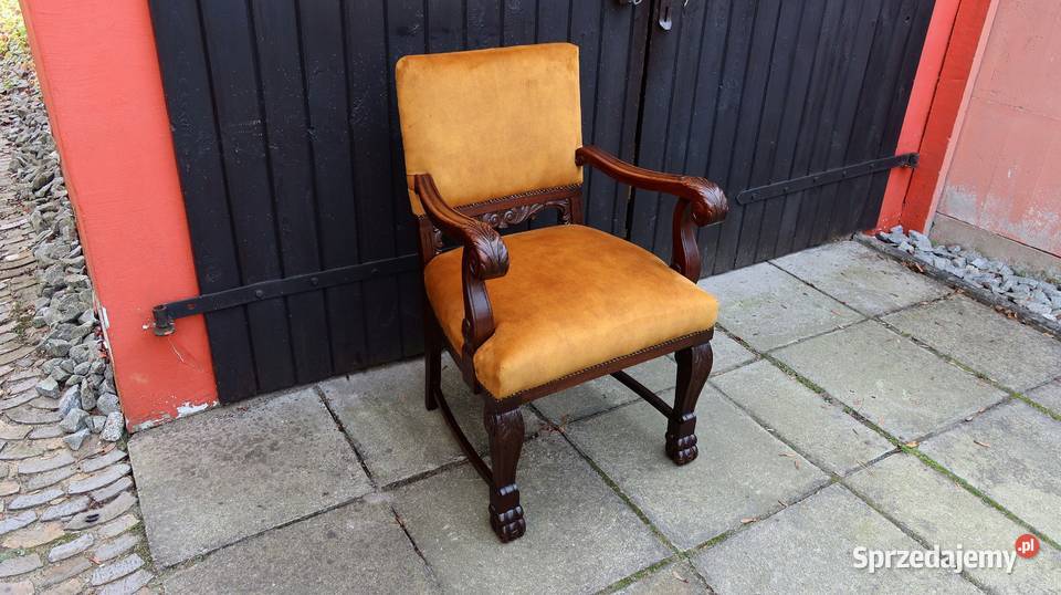 Unikatowy Neorenesansowy Fotel Tron Do Biurka Ziębice