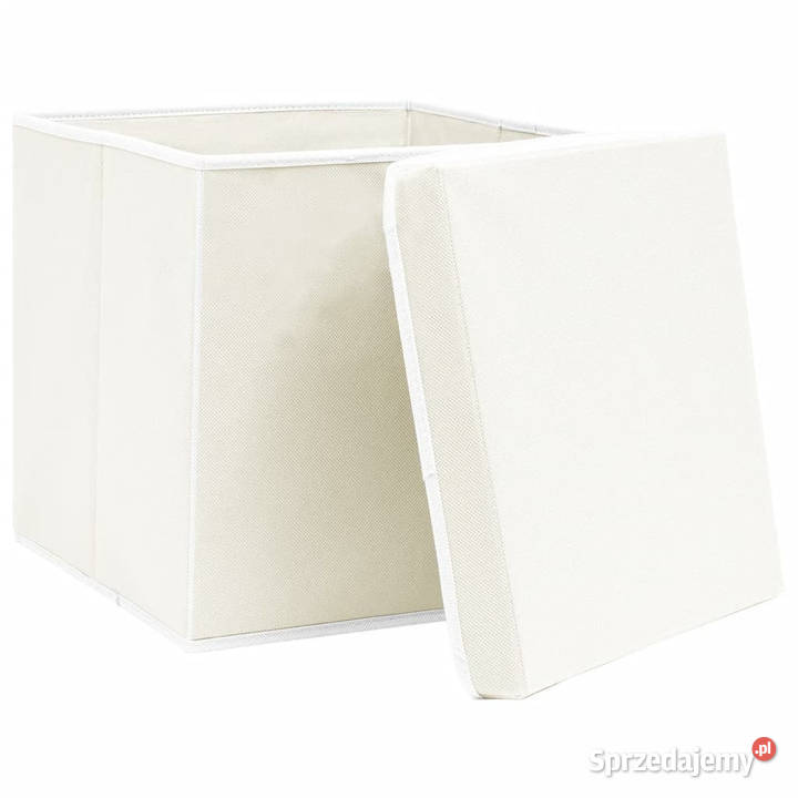 Pudełka z pokrywami 4 białe 32x32x32 tkanina Warszawa
