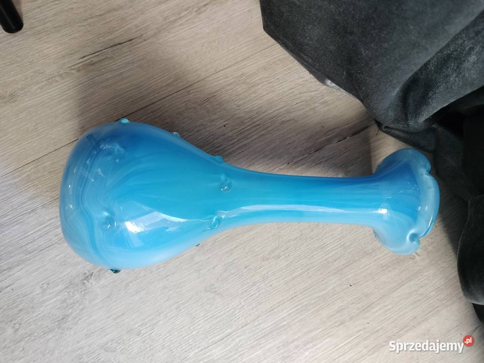 Wazon sękacz niebieski że smugami prl Porcelana i szkło Choszczno