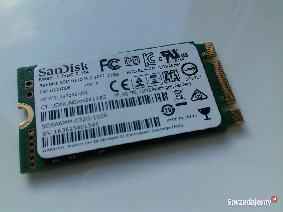 Dysk SSD 32GB M2 SATA SanDisk U110 2242 33V 035A Bydgoszcz sprzedam