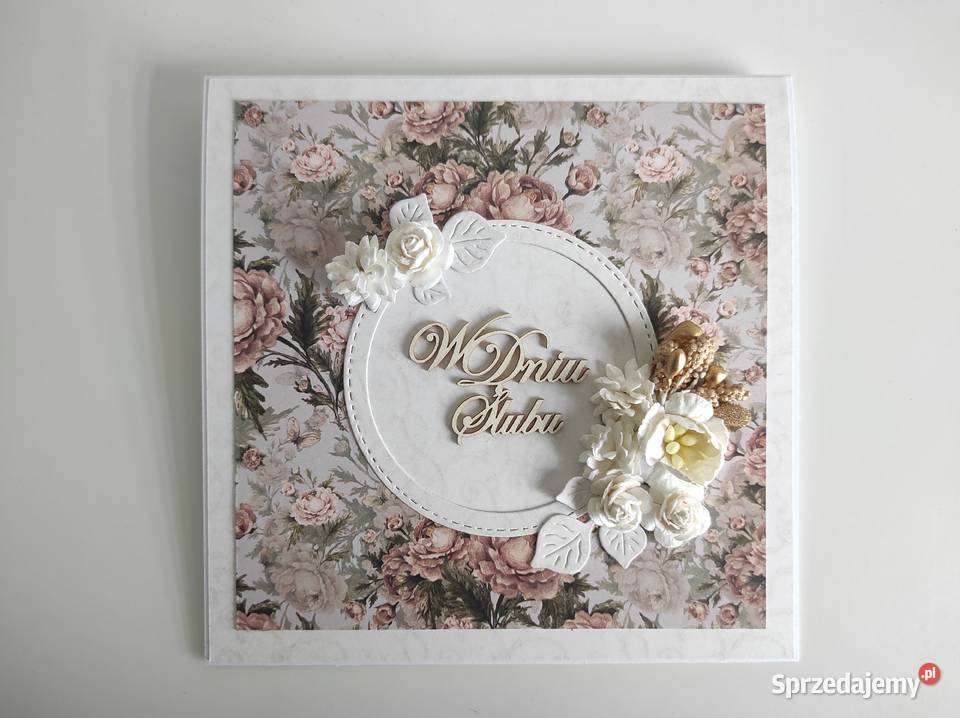 Kartka ręcznie robiona na Ślub w pudełku łódzkie