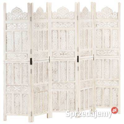 vidaXL Parawan 5panelowy rzeźbiony biały 200x165 Warszawa