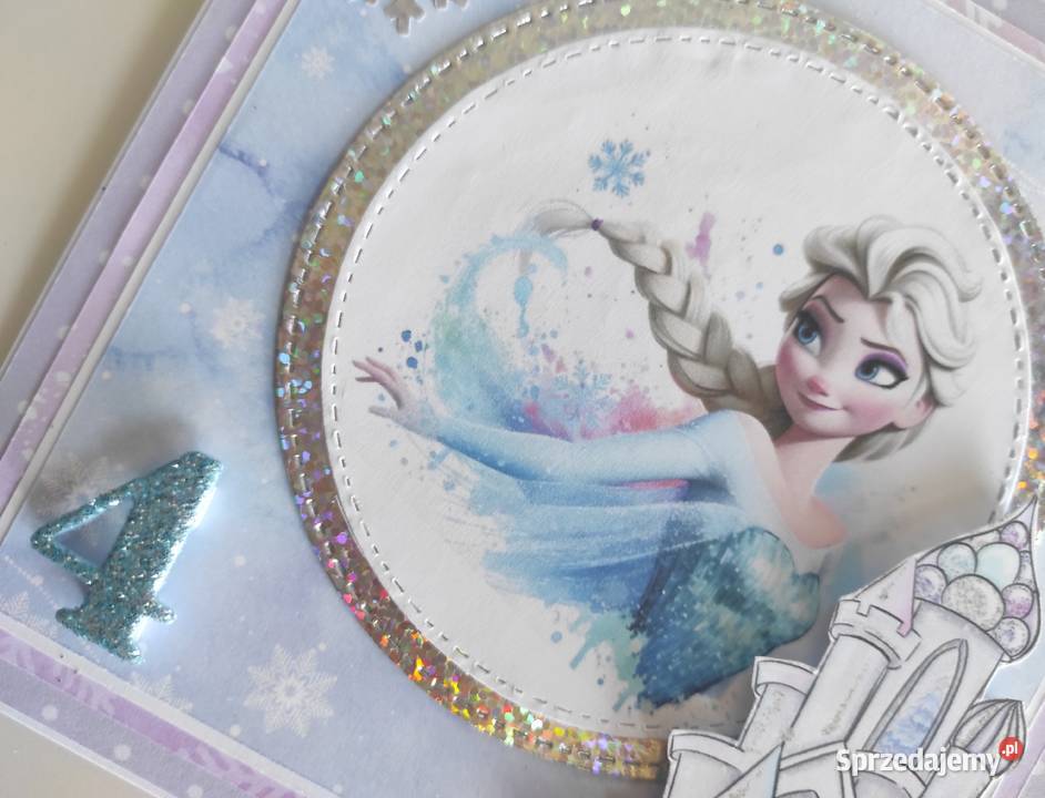 Kartka ręcznie robiona urodzinowa Kraina lodu Łódź