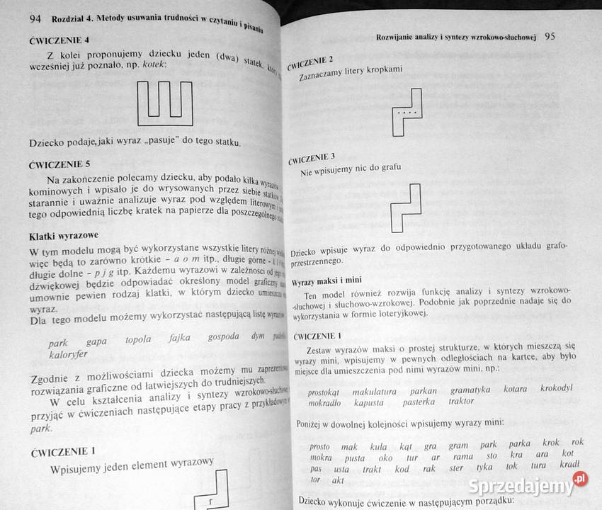 Trudności w czytaniu i pisaniu Modele ćwiczeń sprzedam