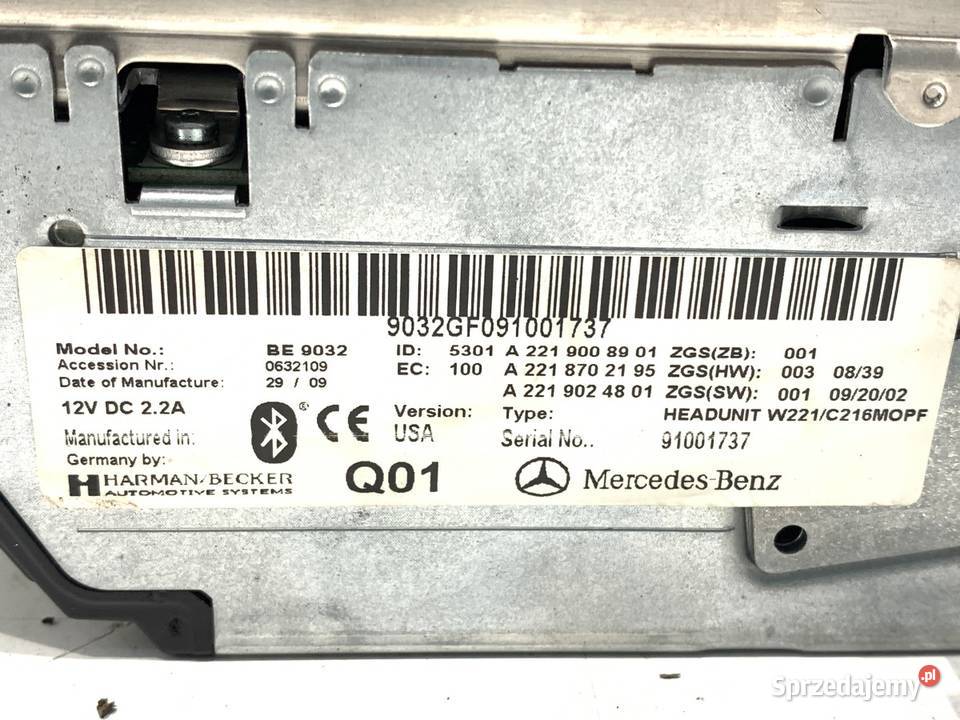 RADIO MERCEDES W221 A2219008901 0513 ODTWARZACZ