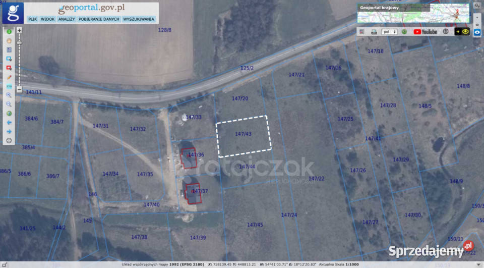 Działka Wielka Piaśnica Kaszubska 1099m2