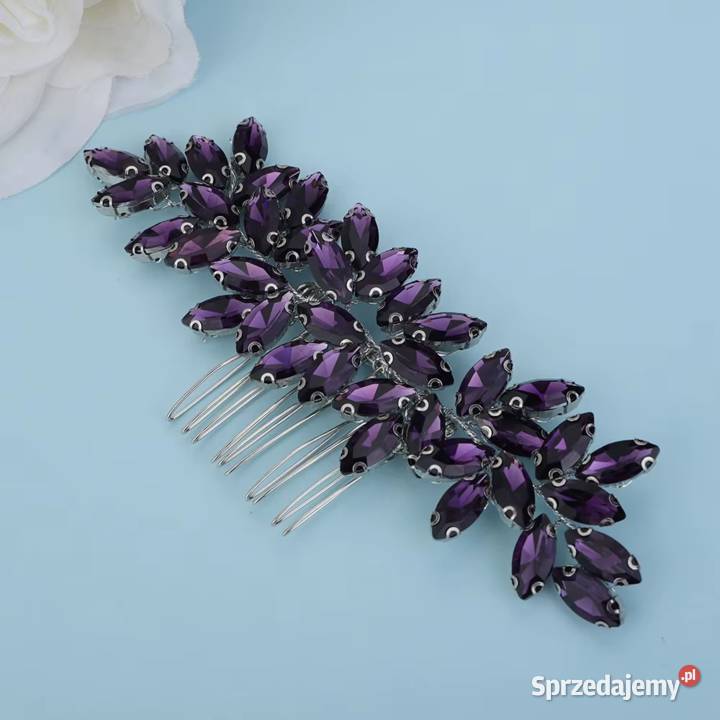 Grzebyk ozdoba do włosów fioletowe kamienie ślub Szczecin sprzedam