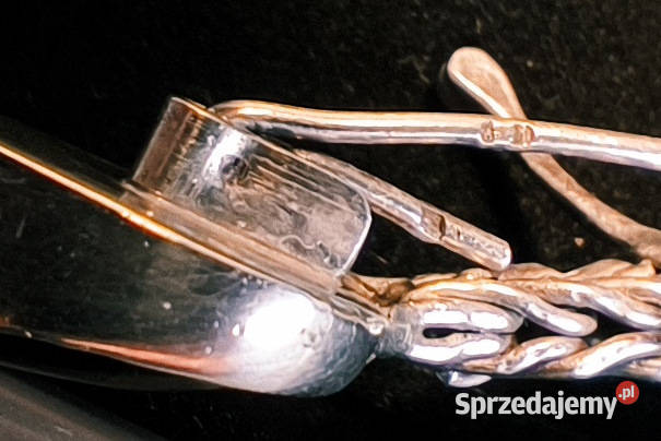 Srebro Bursztyn Piekna Duża Srebrna Brosza z Kraków