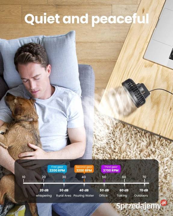 Gaiatop Wentylator Biurkowy USB Cichy 3 Biegi podkarpackie Rzeszów