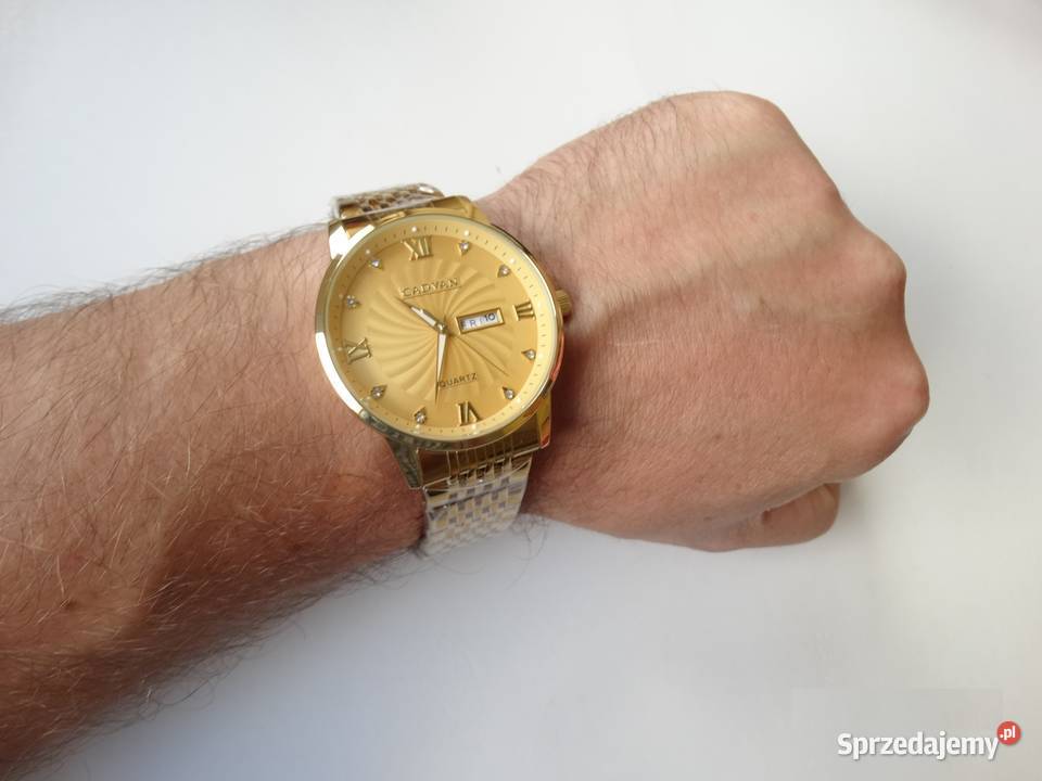 Zegarek męski złoty bransoleta datownik pudełko Gorzów Wielkopolski sprzedam
