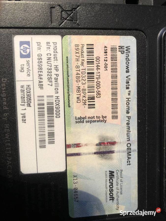 HP Pavilion HDX9000 obudowa części