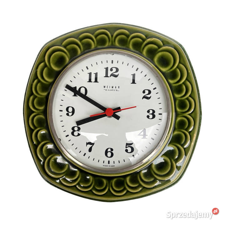 Ceramiczny zielony zegar ścienny Weimar Niemcy Warszawa
