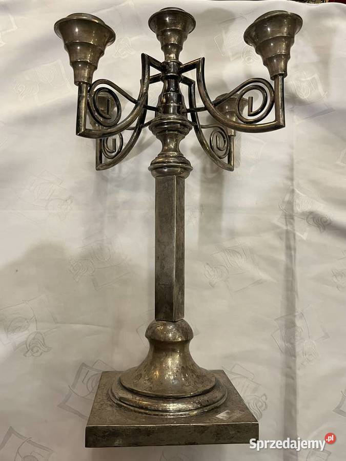 Świecznik Kandelabr z krakowskiego srebra małopolskie Kraków