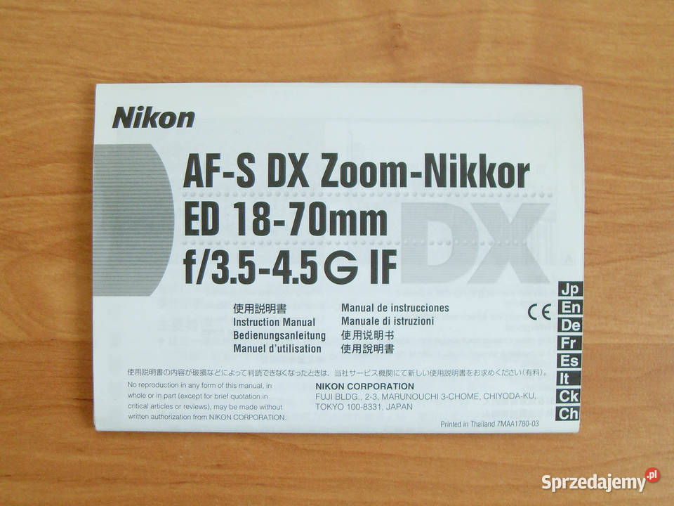 Instrukcja Nikon AFS DX ZoomNikkor 1870 f 3545 G podkarpackie Stara Wieś