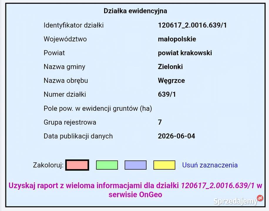 SPRZEDAM DZIAŁKĘ 42 ARY WĘGRZCE GM ZIELONKI Węgrzce
