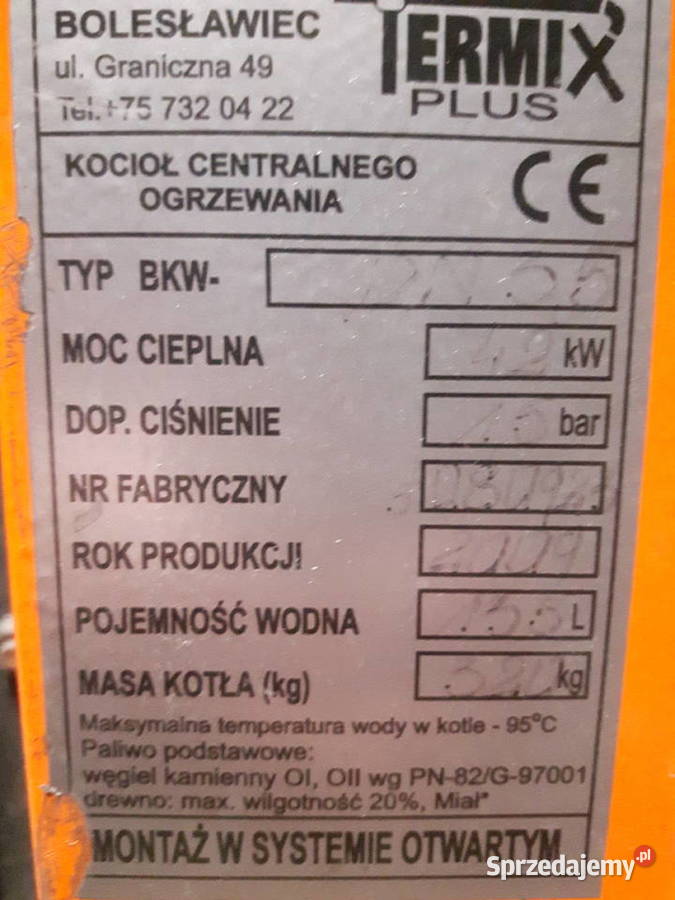 Piec CO Termix plus 42kw Wyręba