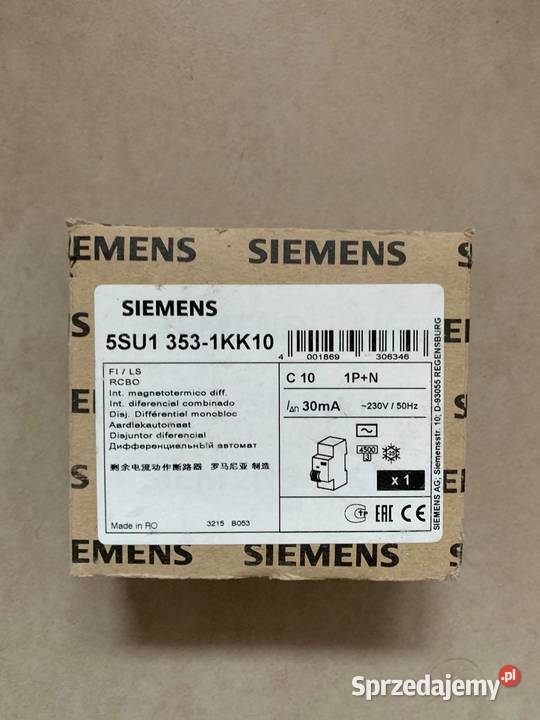 5SU13531KK10 SIEMENS RCBO 45 kA 1PN Type AC 30 Warszawa