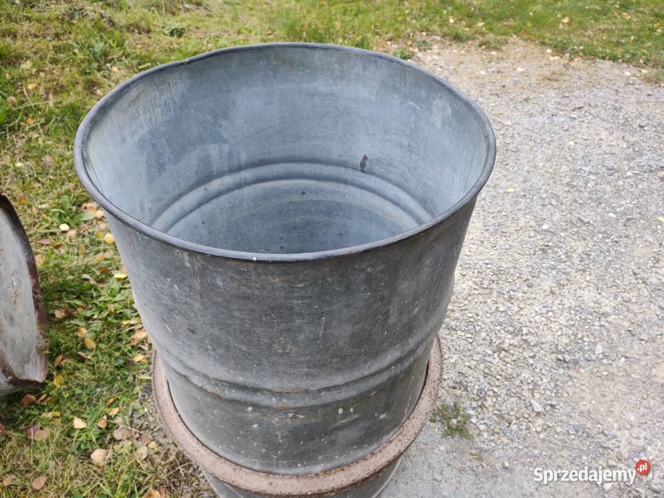 Beczki 200l ocynk z deklem czyste prl Przybędza