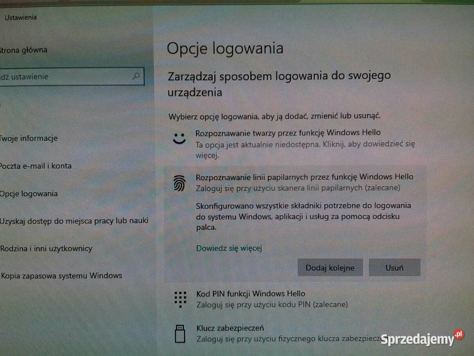 Czytnik linii papilarnych USB Windows Hello kujawsko-pomorskie Bydgoszcz