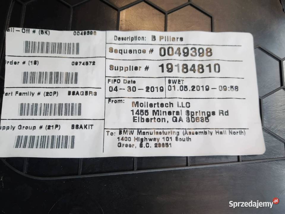 OSŁONA SŁUPKA B PRAWA MPAKIET Bmw X6 II 20142019 sprzedam