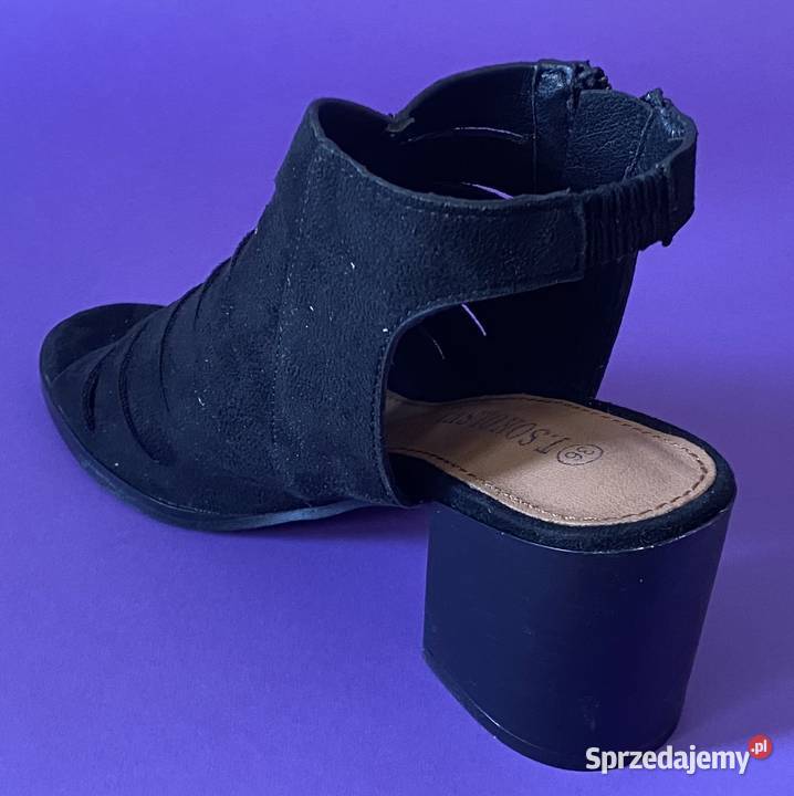 Czarne damskie sandały na obcasie rozmiar 36 czarny Damskie mazowieckie