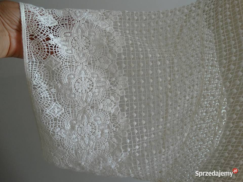 Kimono Tunika Plażowa Ażurowa Szydełkowa Kremowa Łomża