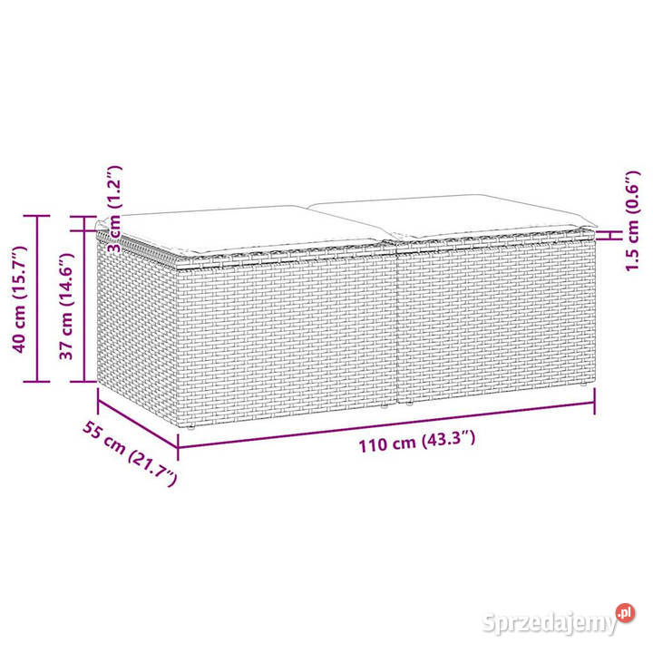 2cz sofa ogrodowa z poduszkami jasnoszary rattan Warszawa