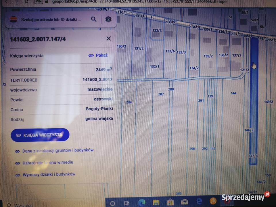 Sprzedam ziemię rolną Boguty-Pianki