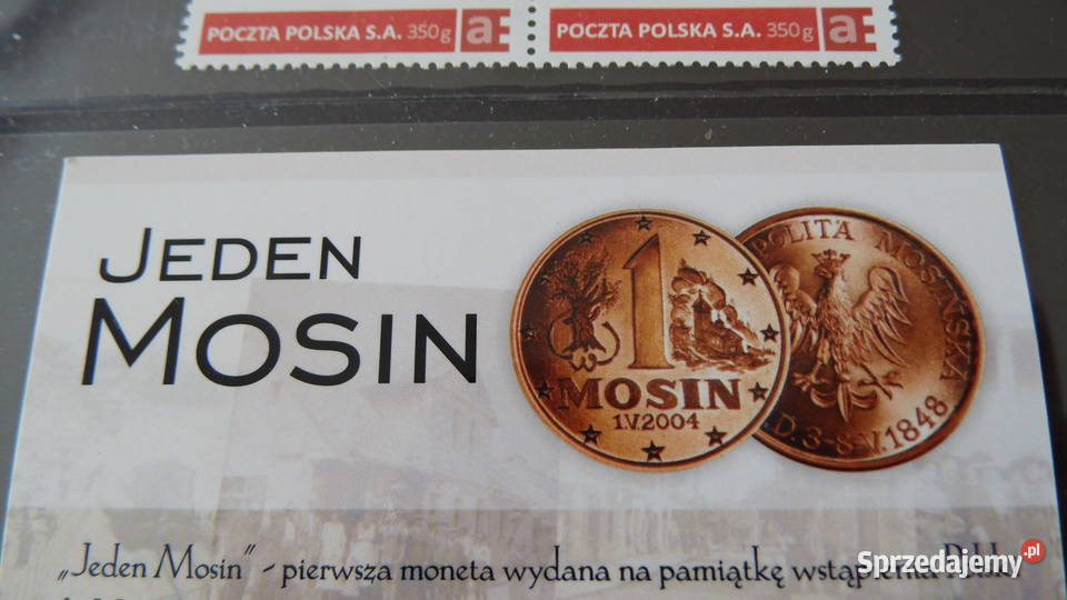 Okolicznościowe znaczki i moneta Mosina 170 lat wielkopolskie sprzedam