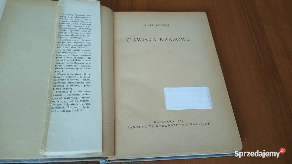 Zjawiska krasowe Josef Kunsk Książki naukowe i popularnonaukowe Gdańsk