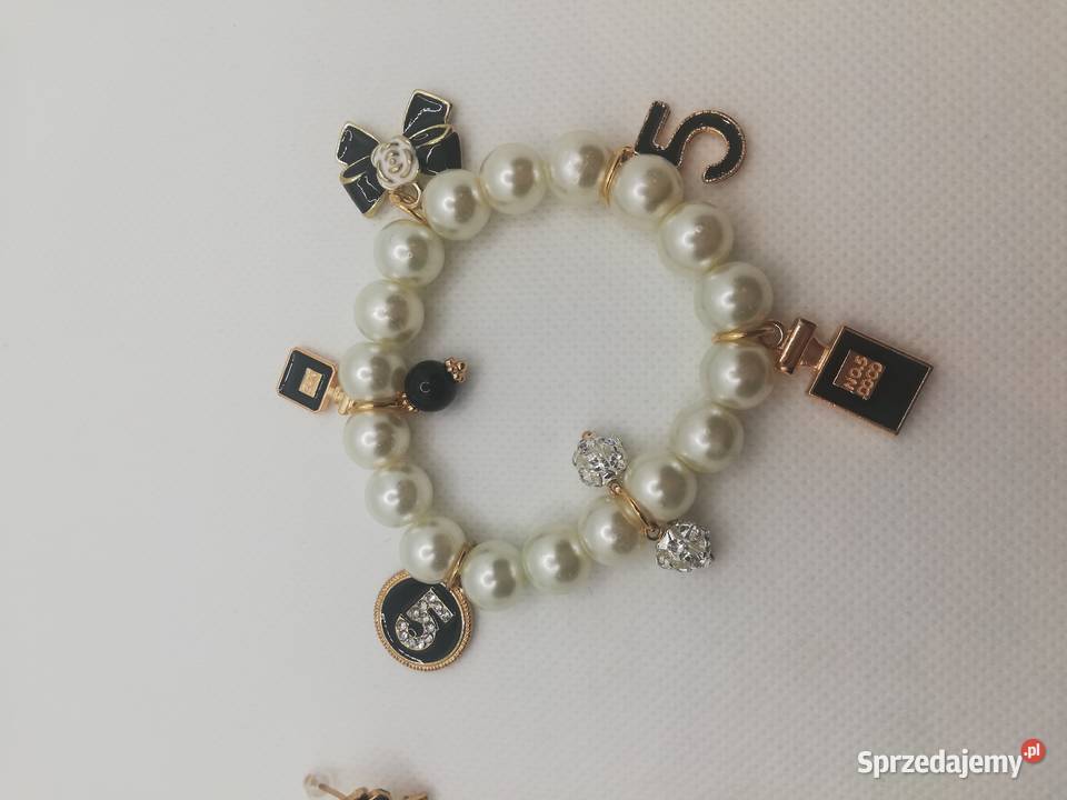 bransoletka damska z pereł zawieszki cyrkonie mazowieckie Warszawa sprzedam