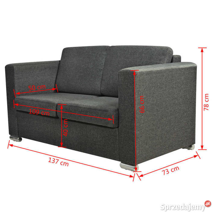 2 osobowa sofa tapicerowana ciemnoszara WM243583 Warszawa