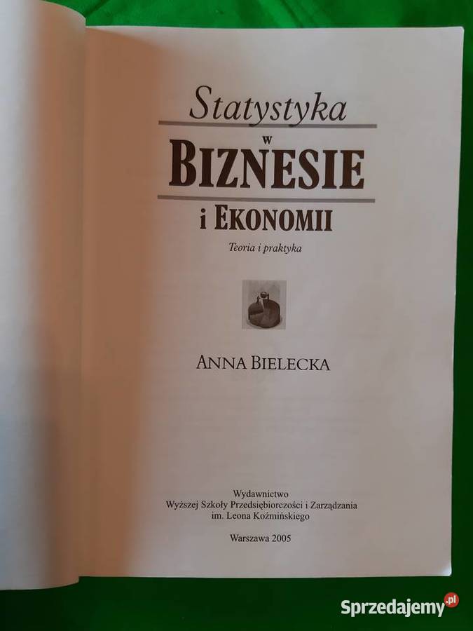 Anna Bielecka Statystyka w biznesie i ekonomii Rok wydania 2005 sprzedam