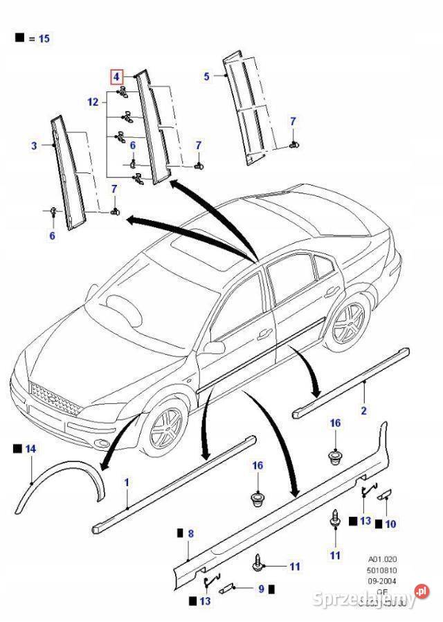 LISTWA NAKŁADKA SŁUPKA PRAWY TYŁ FORD MONDEO