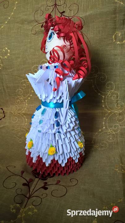Przepiękna DUŻA LALKA 27 wys origami rękodzieło Puławy