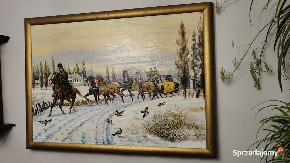 stary obraz malowany na płótnie podkarpackie Łańcut sprzedam