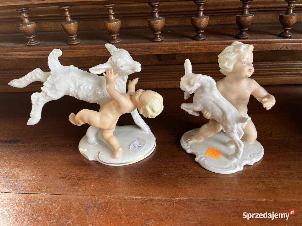 Figurka chłopca z koziołkiem Schaubach Turyngia Gdańsk