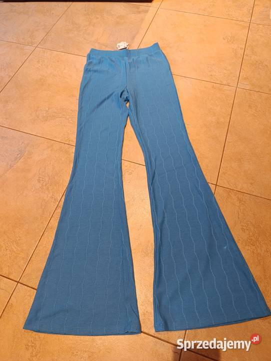 Stylowe niebieskie spodnie flare dzwony vintage niebieski Spodnie