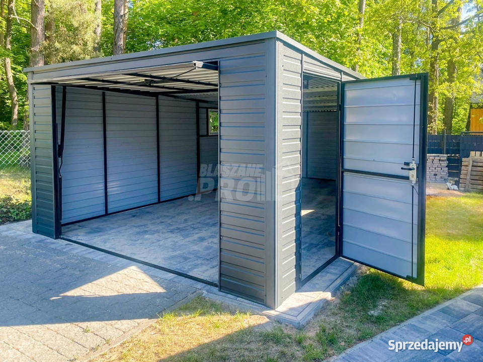 Garaż Blaszany 4x8m Brama Uchylna 2x Okno Drzwi Bełchatów