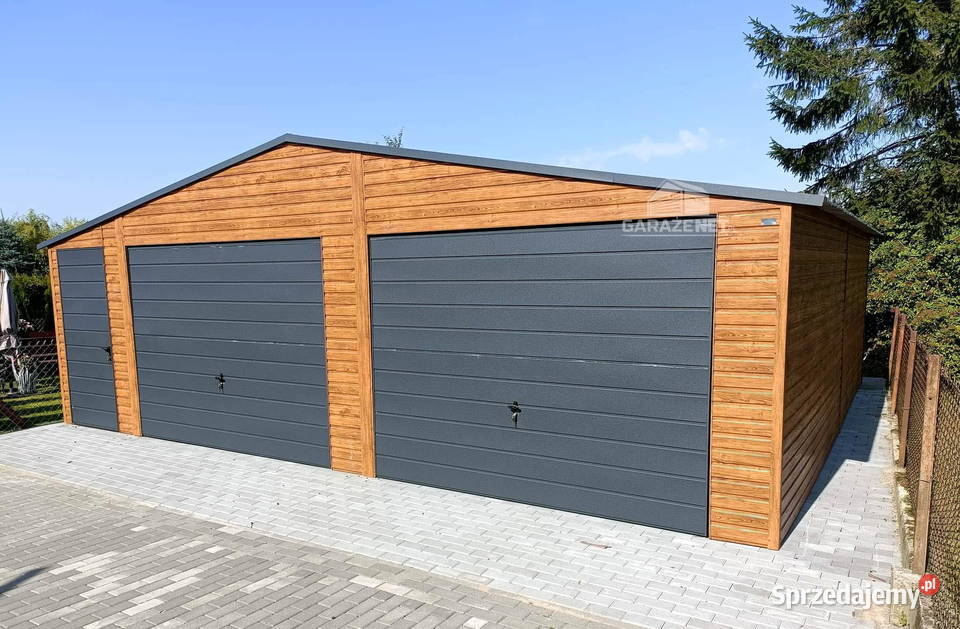 GARAŻ BLASZANY 8m x 7m DWUSPAD 2x BRAMA DRZWI Architektura ogrodowa Łapanów