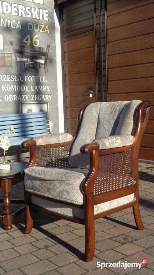 stylowy fotel dębowy z rafią Mielnica Duża