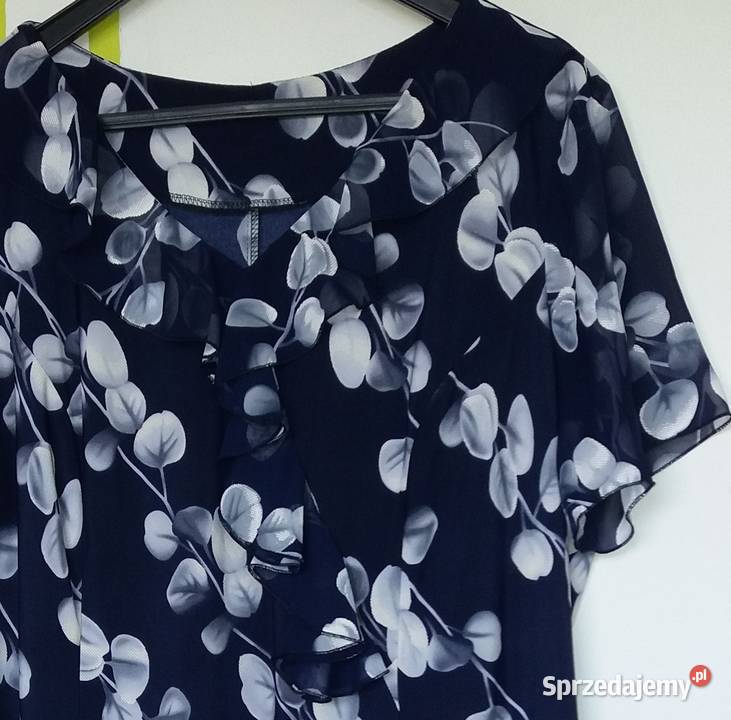 XL50 Elegancka sukienka granatowe tło nowa Butik Gliwice