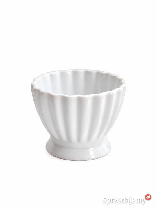 Cukierniczka z białej porcelany puchar ryflowana