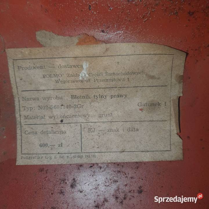 Sprzedam 2 oryginalne tylne błotniki lewy i Biała Podlaska