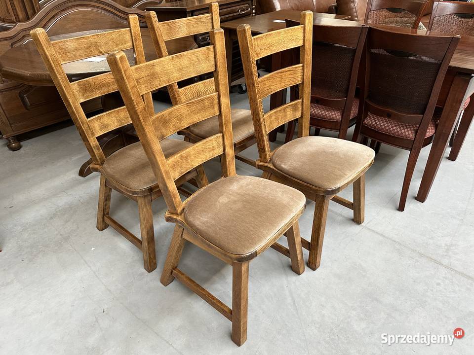 Masywne dębowe krzesła siedzisko materiał - meble holendersk