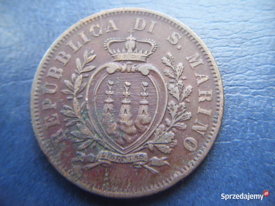 Stare monety 10 centesimi 1875 San Marino Numizmatyka Lesko