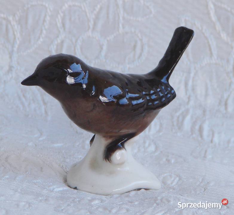 figurka ptak porcelana sygnatura Łuków