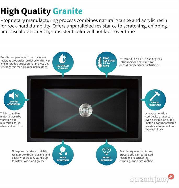 Zlewozmywak granitowy czarny zlewozmywak DALUOBO mazowieckie Myszyniec