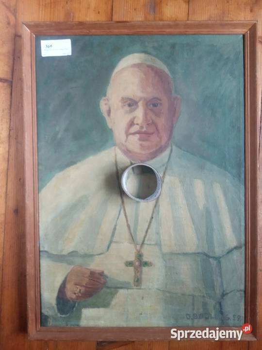 Jan XXIII olej na płótnie aukcyjny Gdów