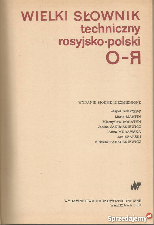 Wielki Słownik Techniczny rosyjskopolski wydanie Książki do nauki języka obcego Tarnów